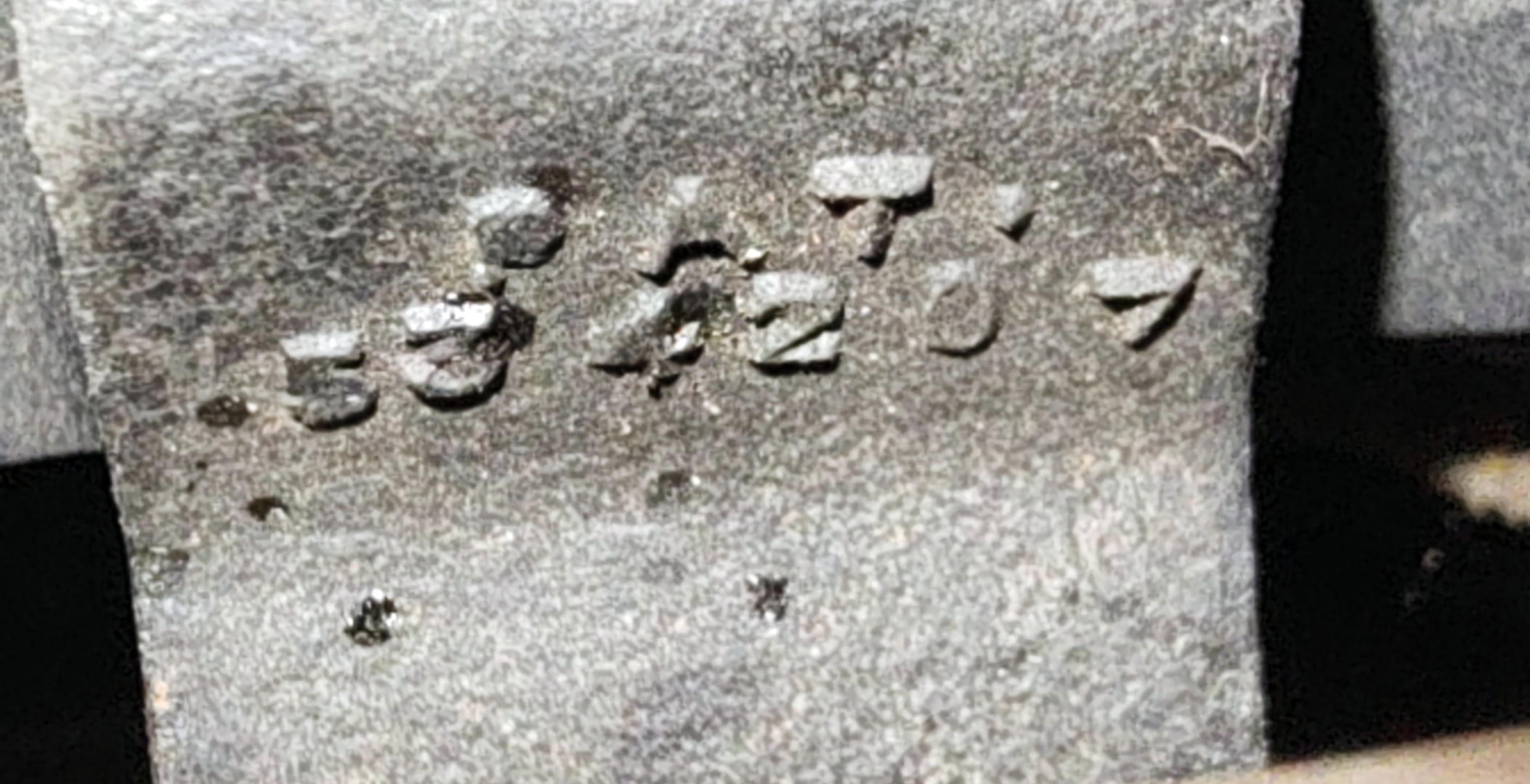 Close-up of the liner markings showing Patent No. 534207