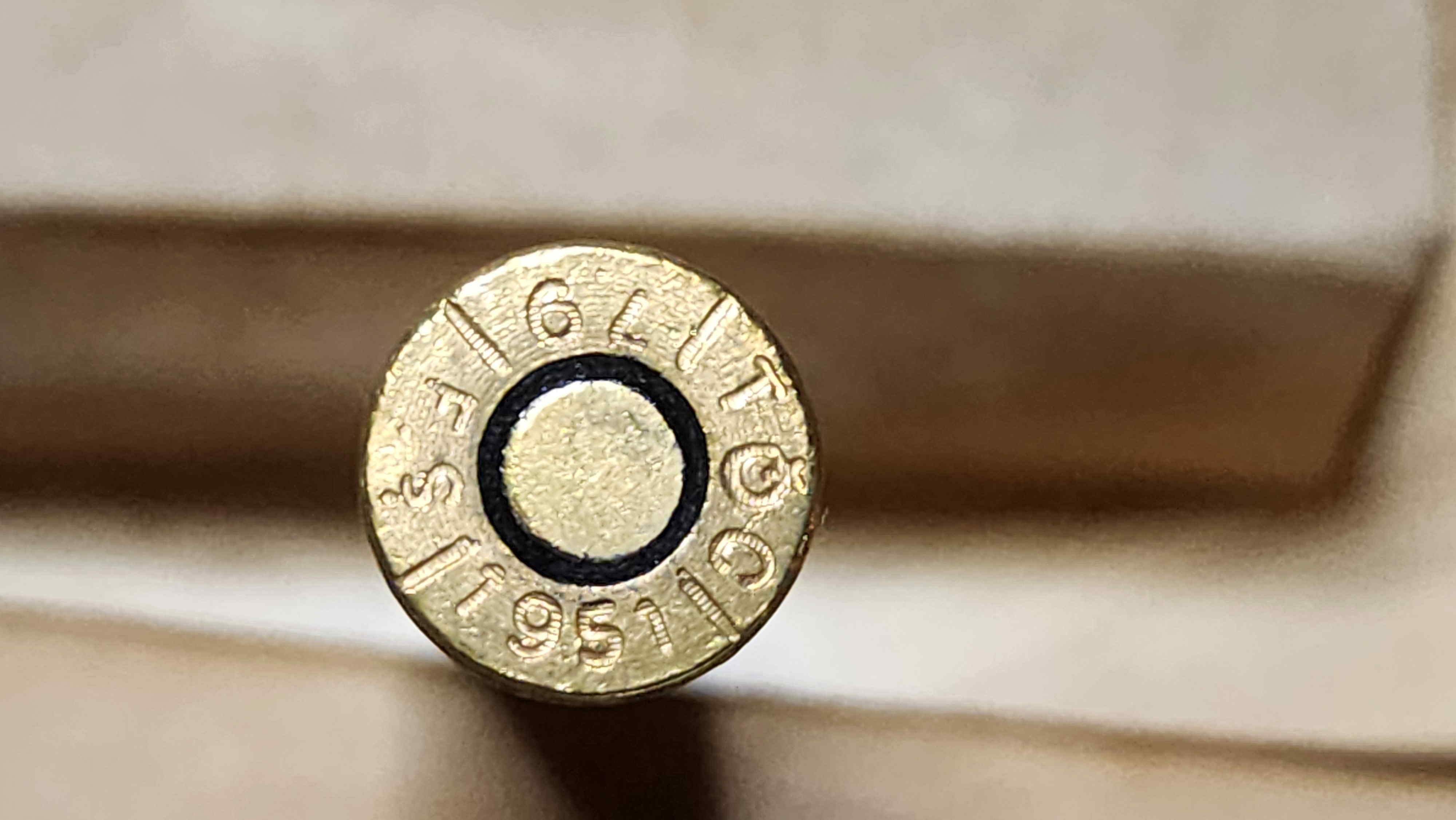 Close-up of the 1951 Czechoslovak PS headstamp and black primer-annulus sealant