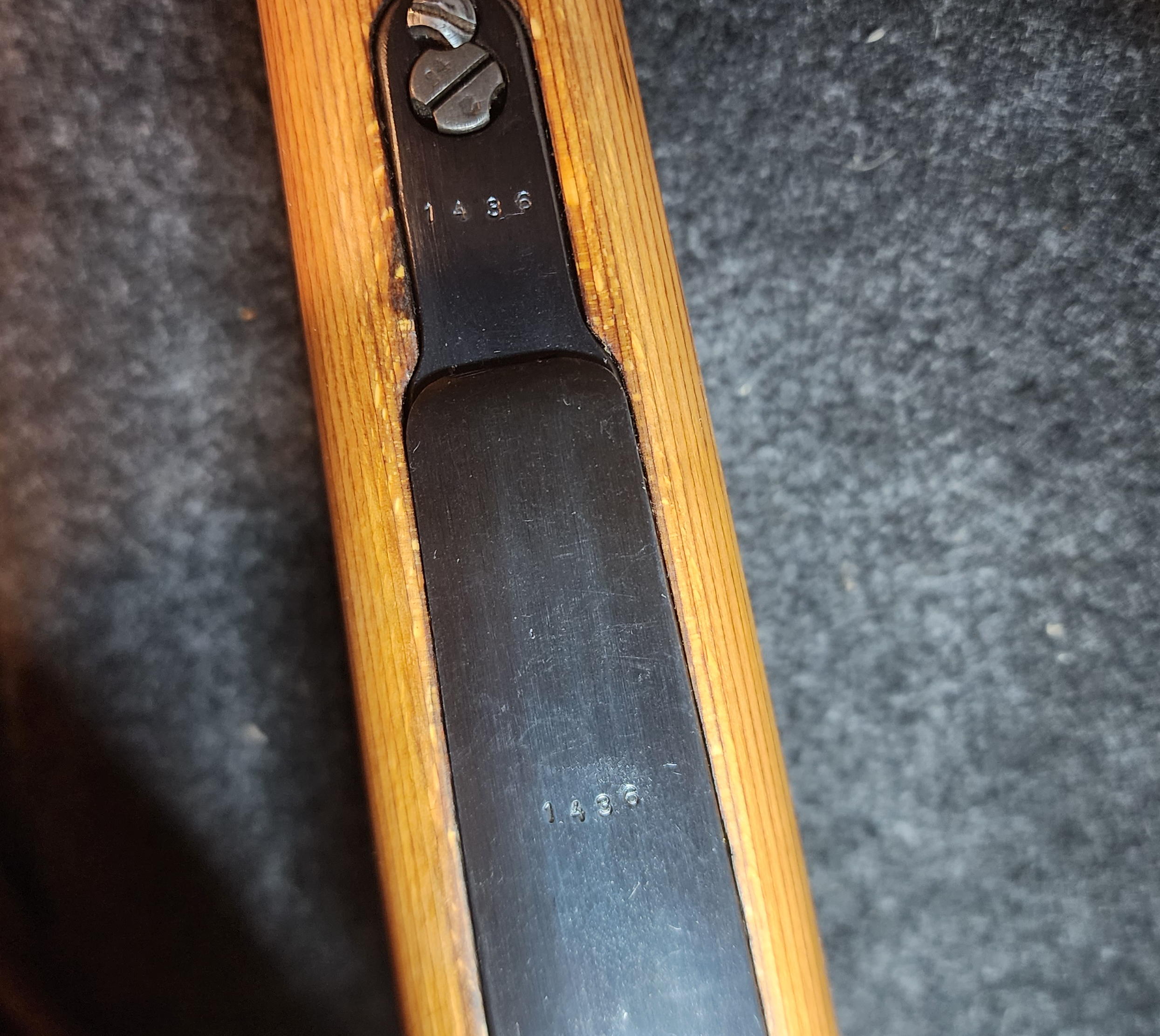 Bolt assembly detail showing serial matching on major components