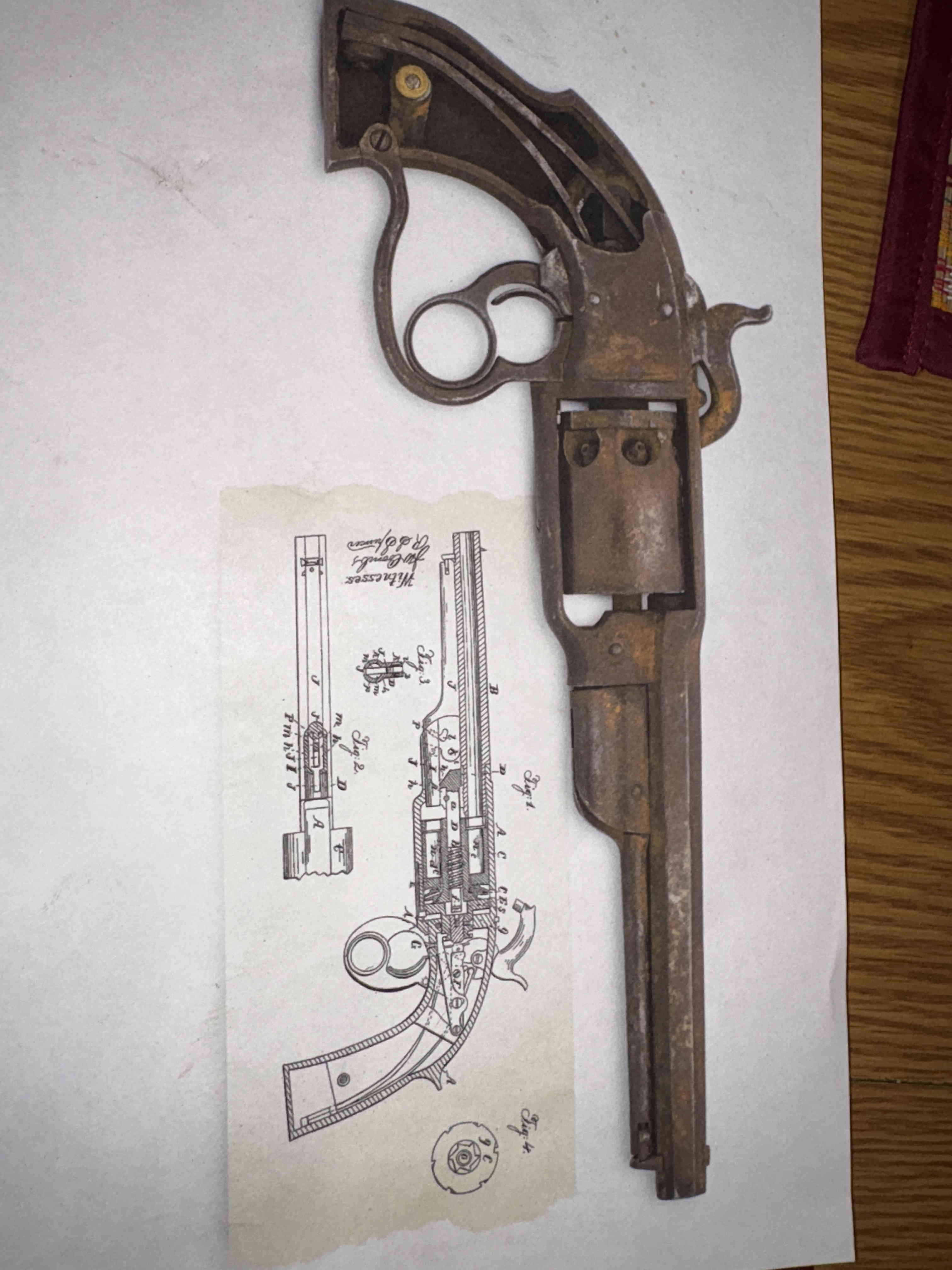 Field-found condition of the Savage North 1861 Navy revolver before restoration