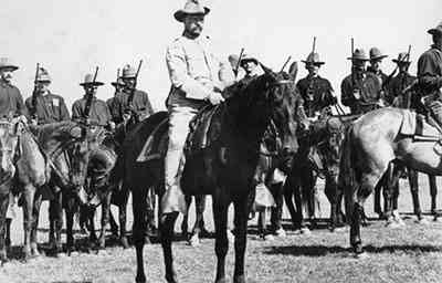 Theodore Roosevelt and the Rough Riders, period photograph