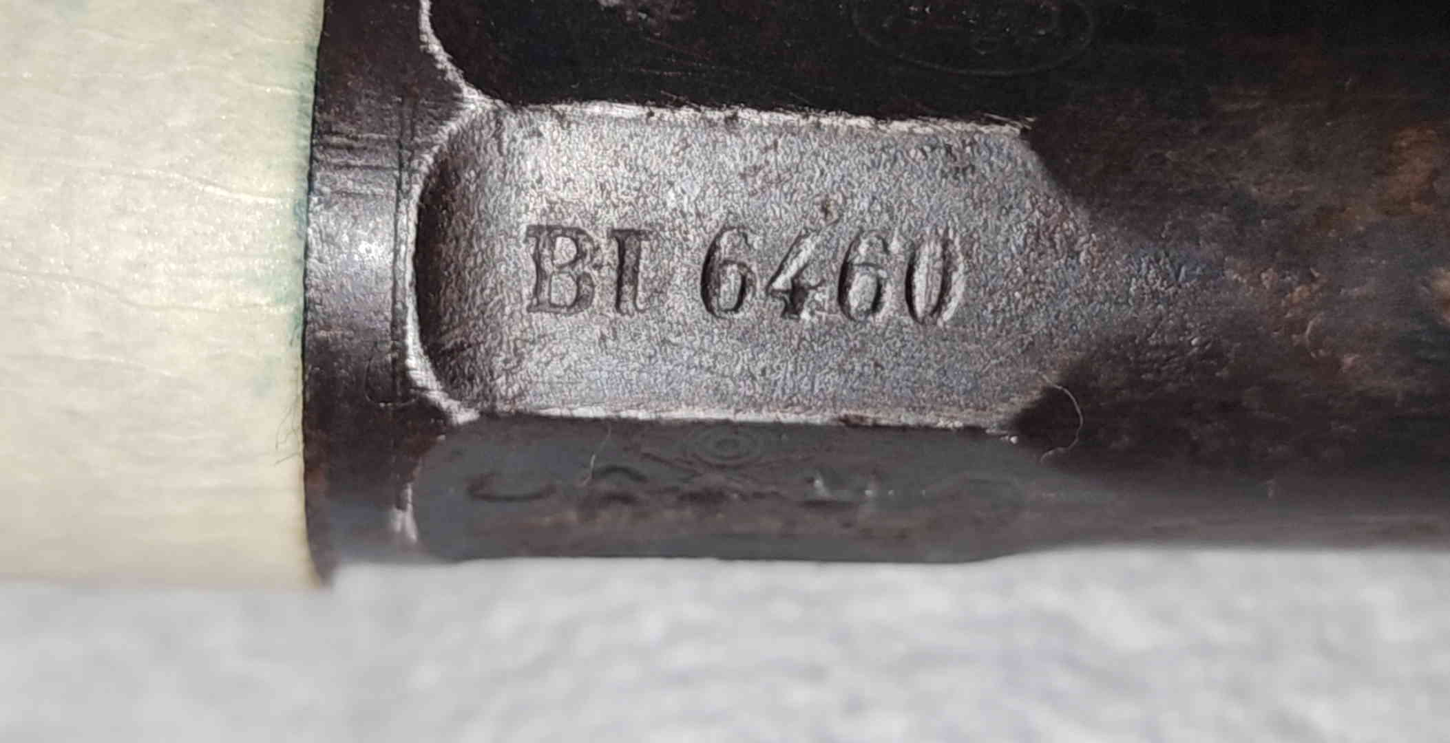 Serial number BI 6460 on the barrel shank